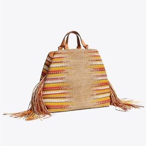 Like new TORY BURCH Aidan Fringe Tote In Brown $1498
